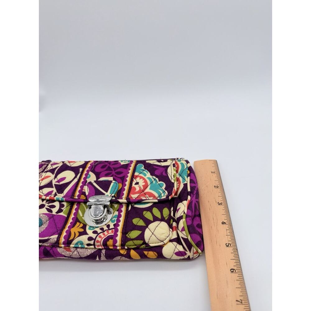 Vera Bradley Pushlock Wristlet PLUM CRAZY Push Lock & Zip Top Zip Inner Pocket - Picture 10 of 10